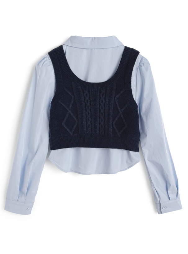 タックシャツ×ニットベストアンサンブル