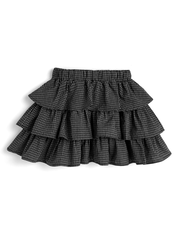 インパン裏地付きチェック柄ティアードフリルミニスカート[sd167