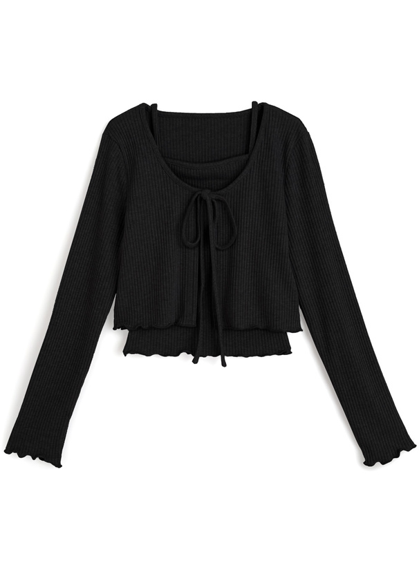 メロウリブカーディガン×キャミソールアンサンブル