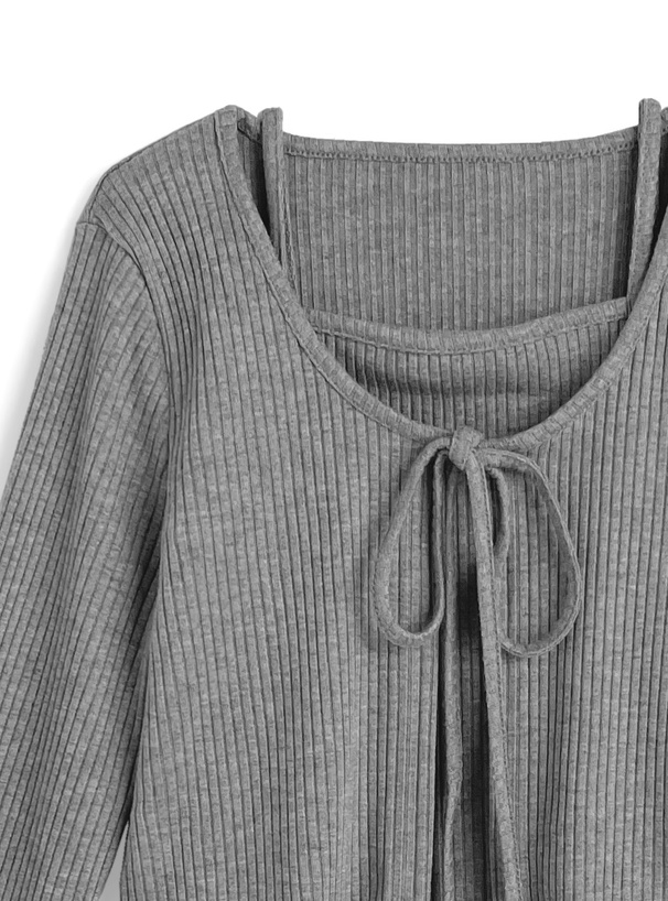 メロウリブカーディガン×キャミソールアンサンブル