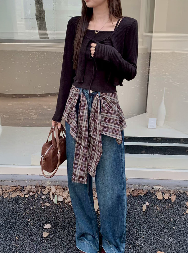 メロウリブカーディガン×キャミソールアンサンブル