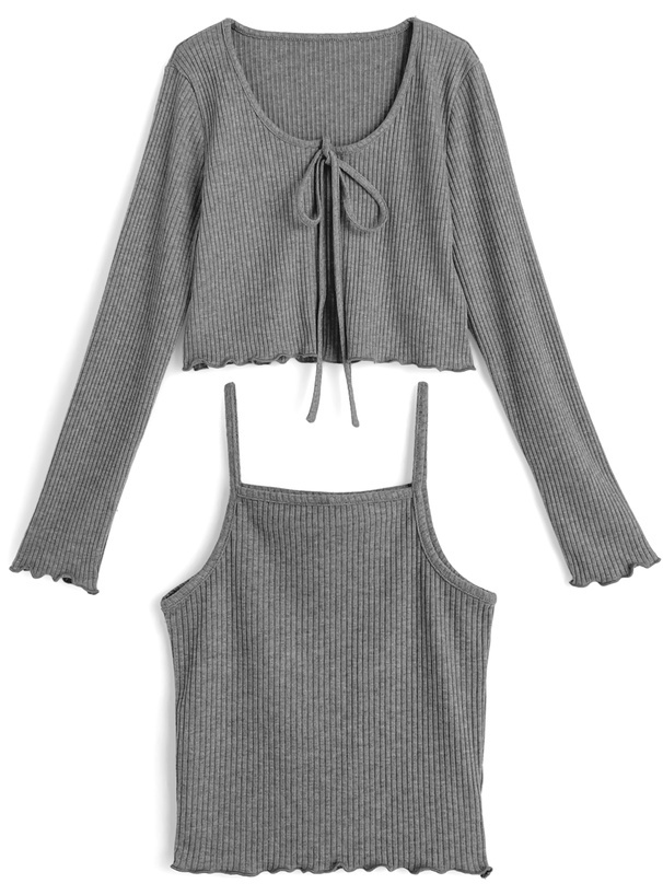 メロウリブカーディガン×キャミソールアンサンブル