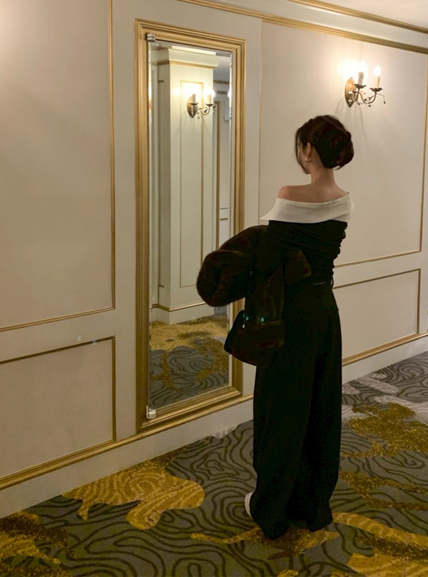 シャツドッキングオフショルダートップス