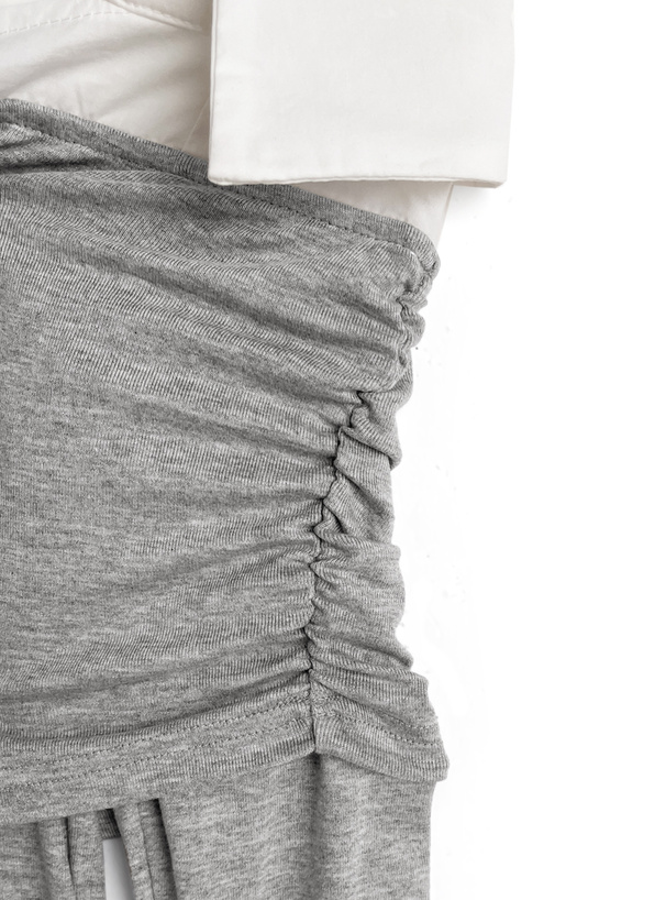 シャツドッキングオフショルダートップス