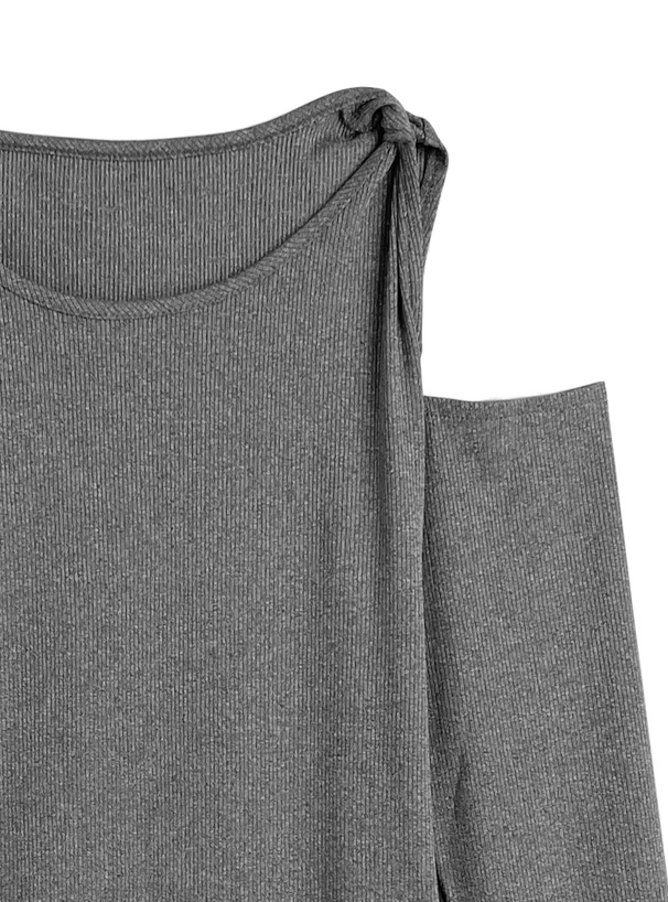 ショルダーオープンテレコリブトップス