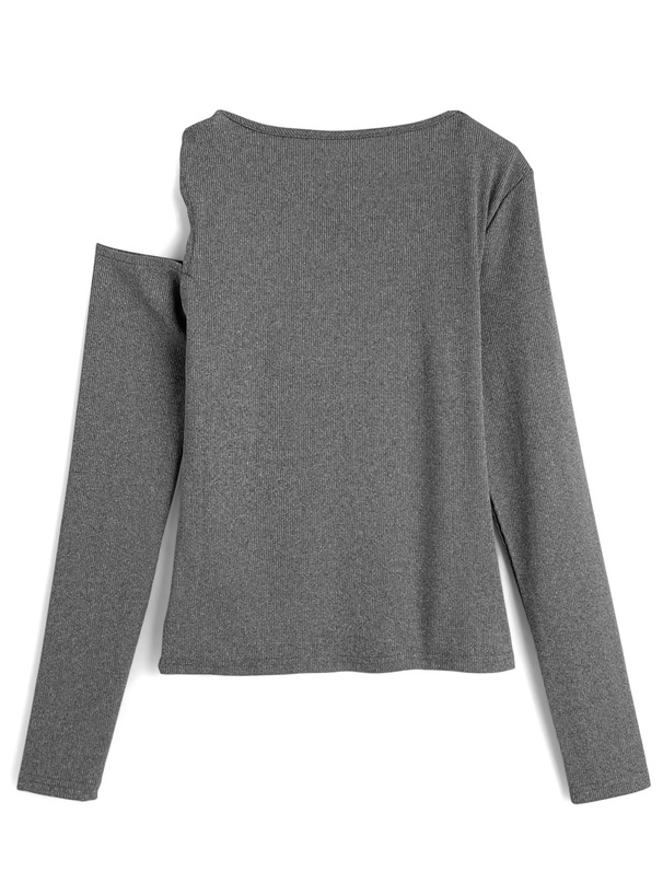 ショルダーオープンテレコリブトップス