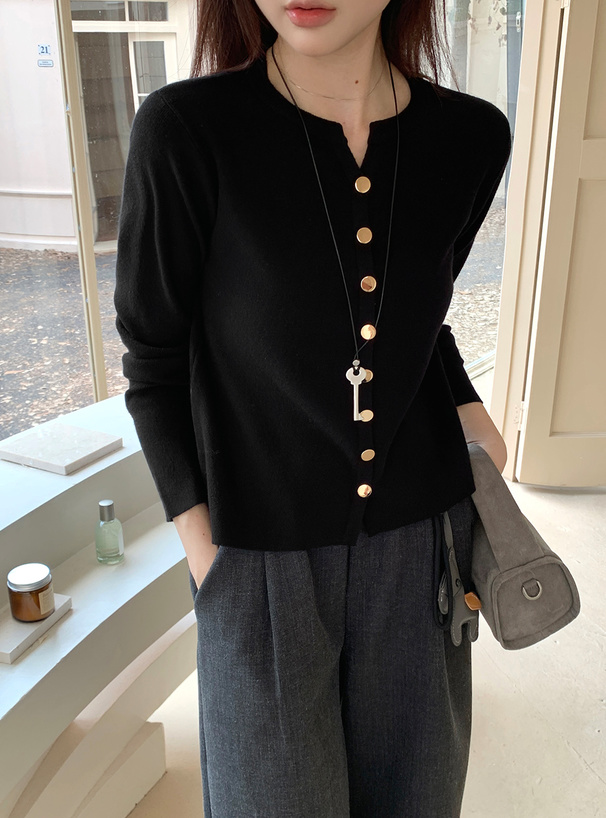 ゴールドボタンニットカーディガン[sd178] | レディースファッション