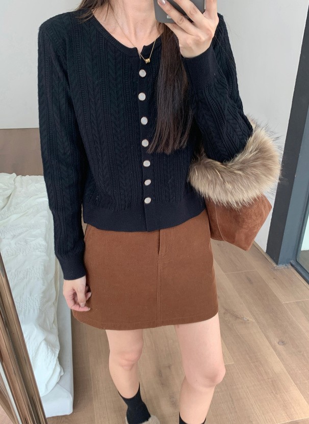 ケーブル編み風ニットカーディガン