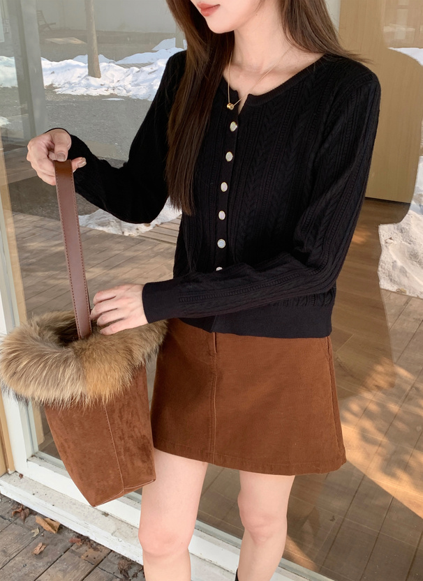 ケーブル編み風ニットカーディガン