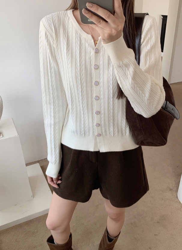 ケーブル編み風ニットカーディガン