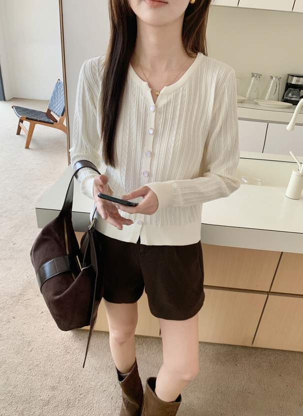 ケーブル編み風ニットカーディガン