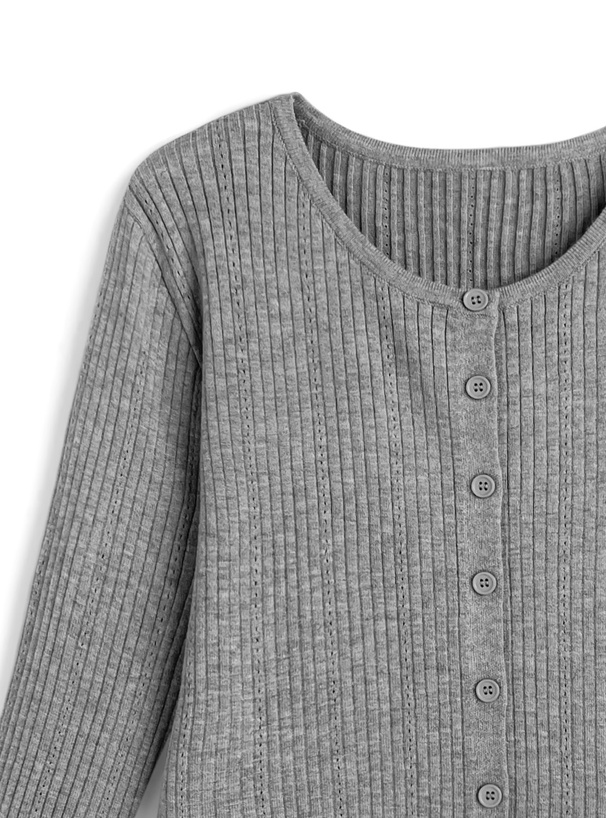 レースフリルリブニットカーディガン