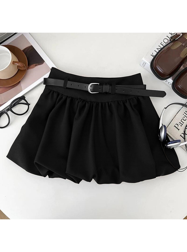ベルト&インパン裏地付きバルーンミニスカート