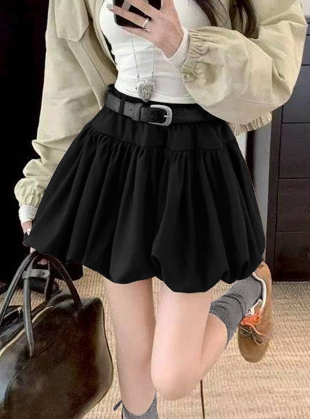 ベルト&インパン裏地付きバルーンミニスカート