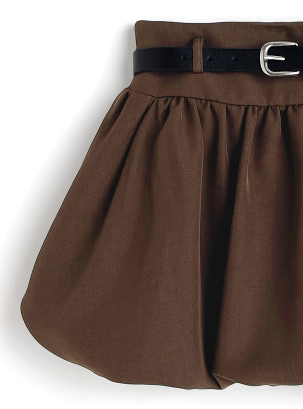 ベルト&インパン裏地付きバルーンミニスカート