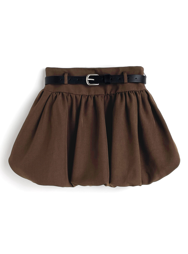 ベルト&インパン裏地付きバルーンミニスカート