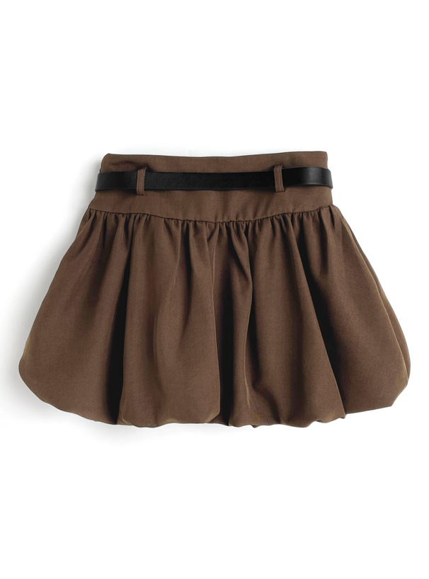 ベルト&インパン裏地付きバルーンミニスカート