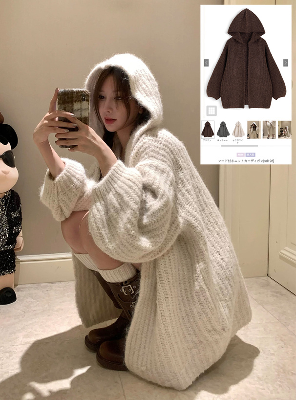 フード付きニットカーディガン[sd196] | レディースファッション通販の