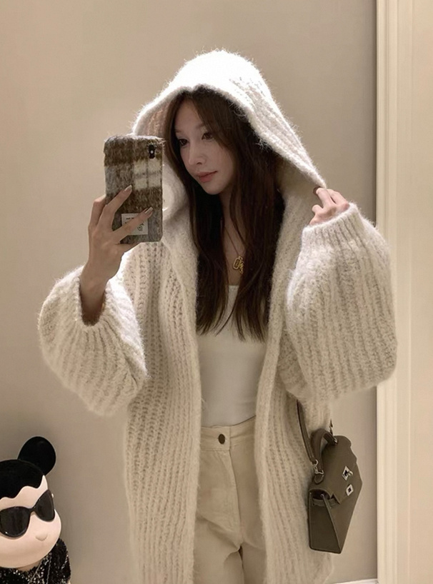 フード付きニットカーディガン[sd196] | レディースファッション通販の