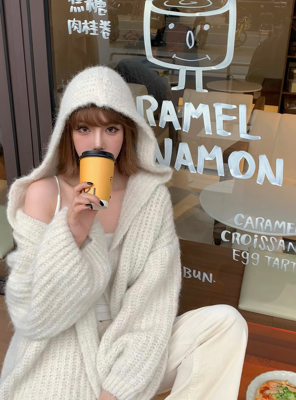 フード付きベージュニットカーディガン 楽天市場】カーディガン フード付 レディース ニットパーカー 前開き