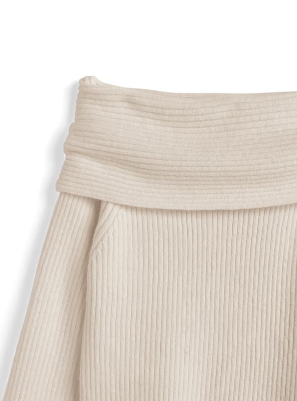 オフショルダーリブニットトップス