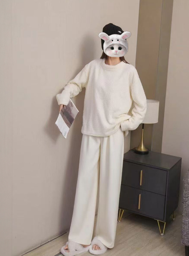 ボアトップス×ワイドパンツセットアップ[sd206] | レディース