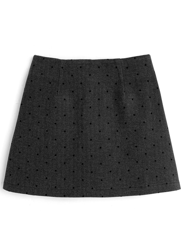 インパン裏地付きドット柄ヘリンボーンミニスカート[sd210]