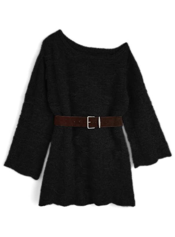 ベルト付きワンショルダーニットワンピース[sd214]