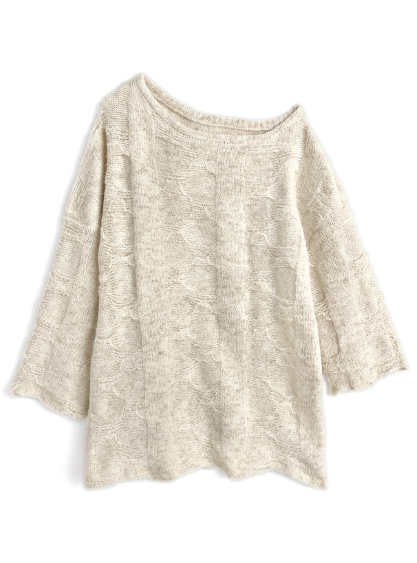 ベルト付きワンショルダーニットワンピース