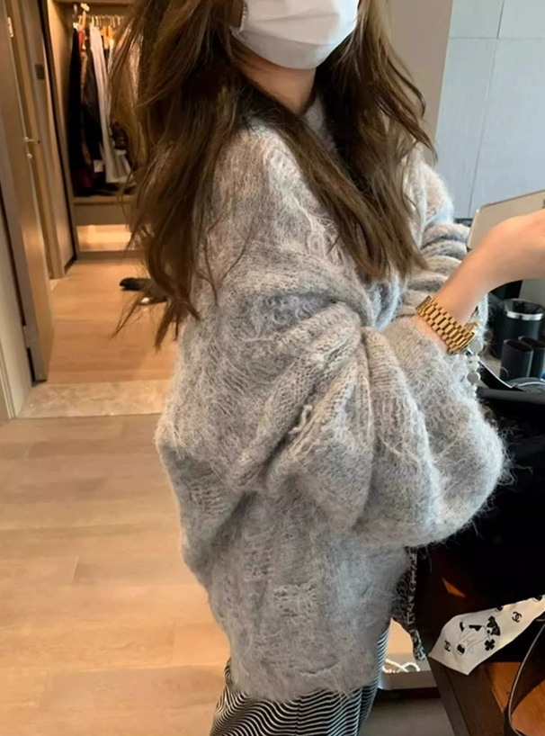 ベルト付きワンショルダーニットワンピース