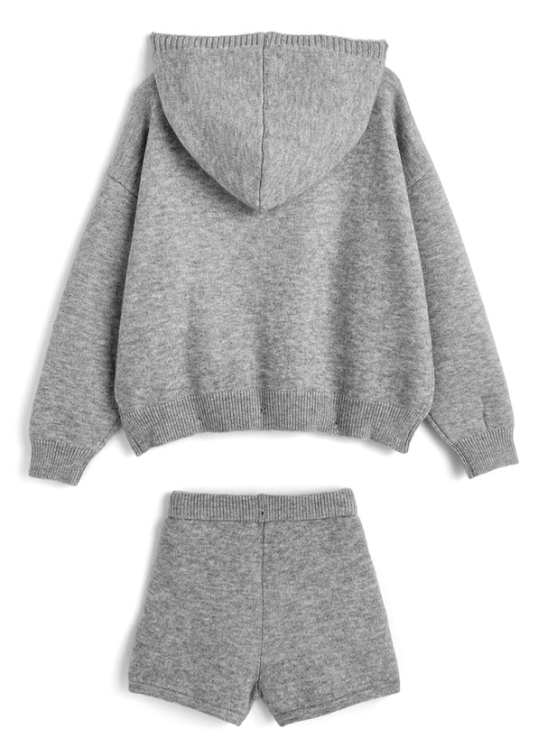 ダブルジップパーカー×ショートパンツニットセットアップ[sd217