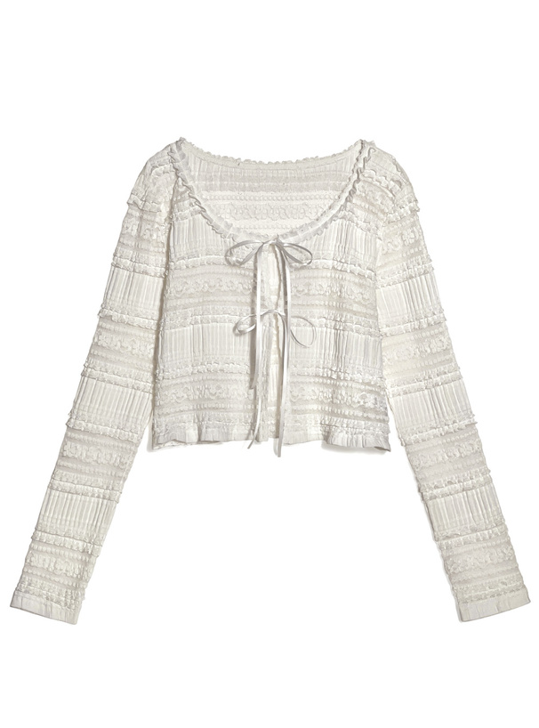 リボンレースシアーカーディガン