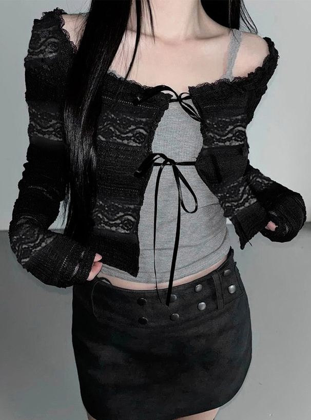 リボンレースシアーカーディガン