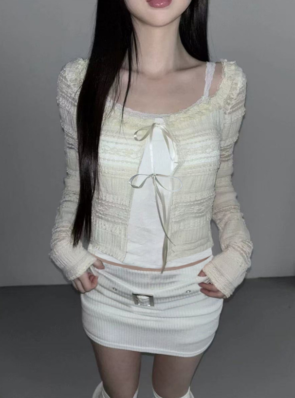 リボンレースシアーカーディガン