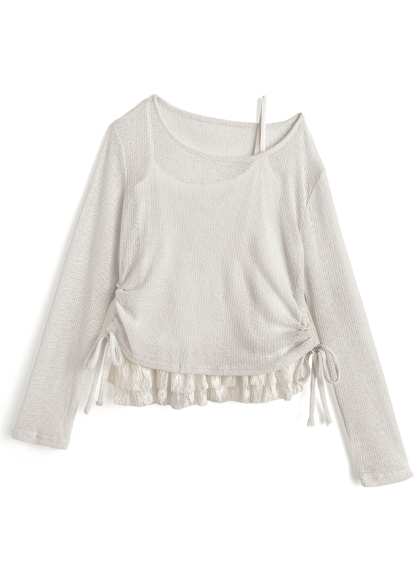 2Wayドロストシアートップス×レースキャミソールアンサンブル