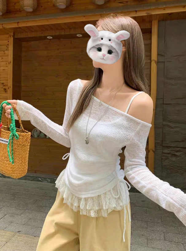 2Wayドロストシアートップス×レースキャミソールアンサンブル