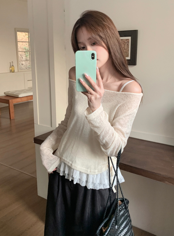 2Wayドロストシアートップス×レースキャミソールアンサンブル