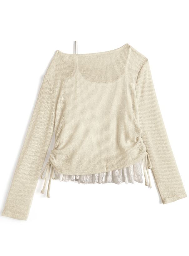 2Wayドロストシアートップス×レースキャミソールアンサンブル