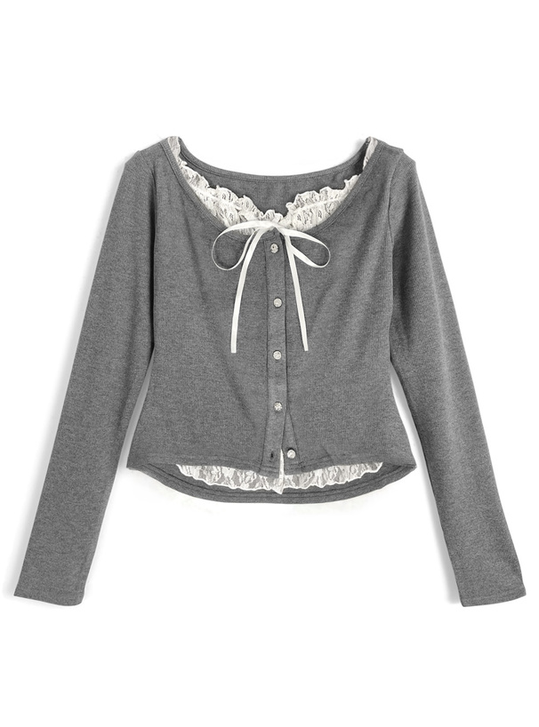 レースレイヤード風リブトップス[sd226] | レディースファッション通販