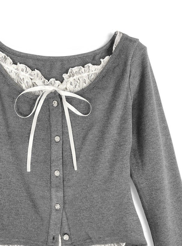 レースレイヤード風リブトップス[sd226] | レディースファッション通販