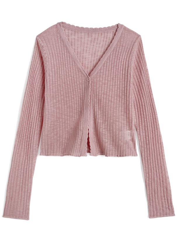 花柄キャミソール×シアーニットカーディガンアンサンブル