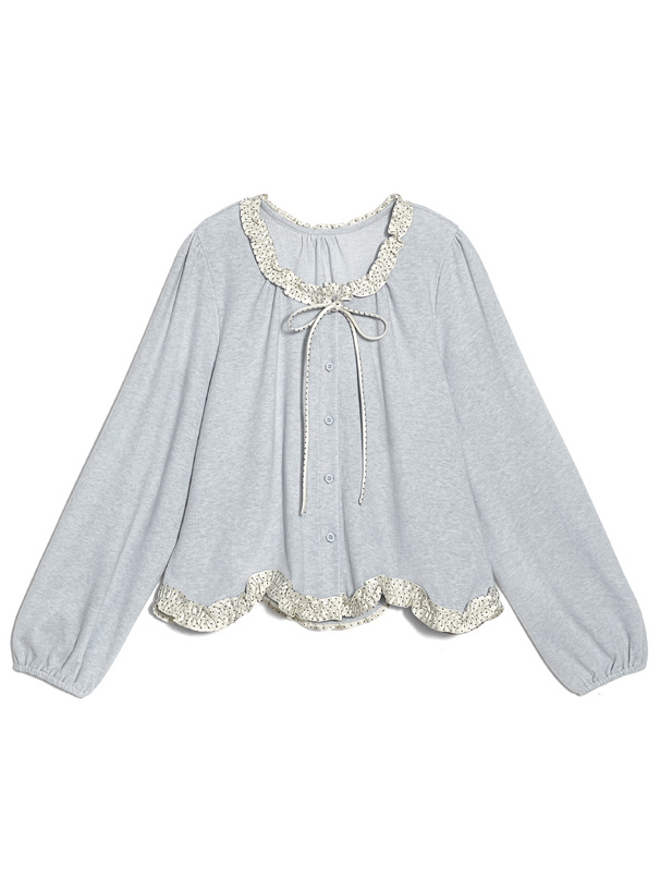 ドット柄フリルリボンカーディガン[sd229]