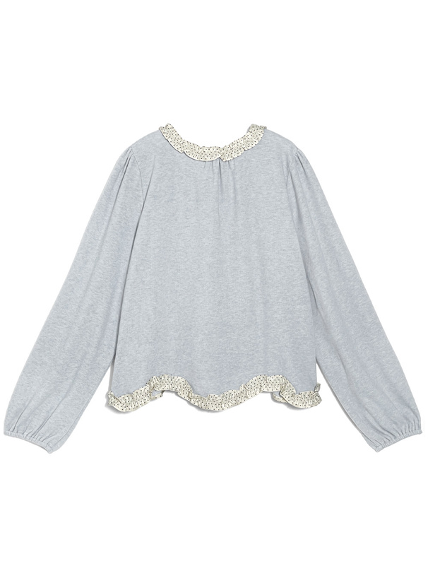 ドット柄フリルリボンカーディガン