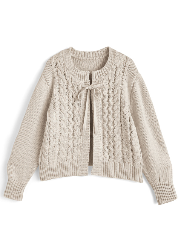 リボンケーブル編みニットカーディガン[sd232]