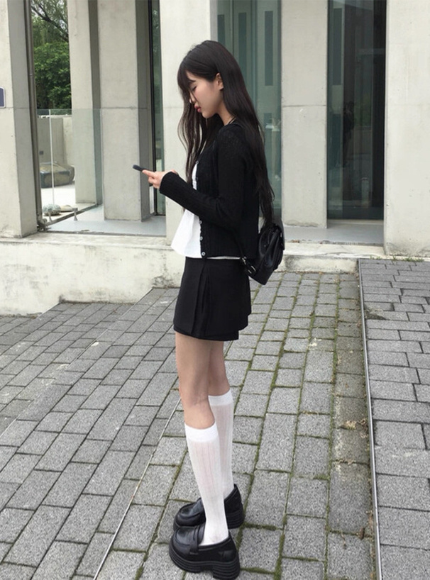 キーネックシアーリブニットカーディガン