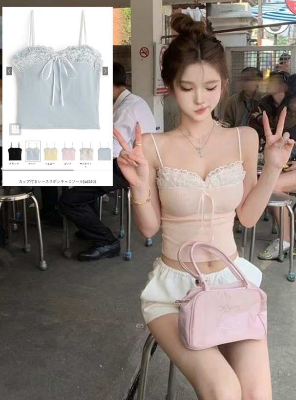 ☆新品・未使用品☆D&amp;G　キャミソール　ロゴ　レース　濃ピンク　トップス　M GU レース キャミソール ドット ピンク｜Yahoo!フリマ（旧PayPayフリマ）