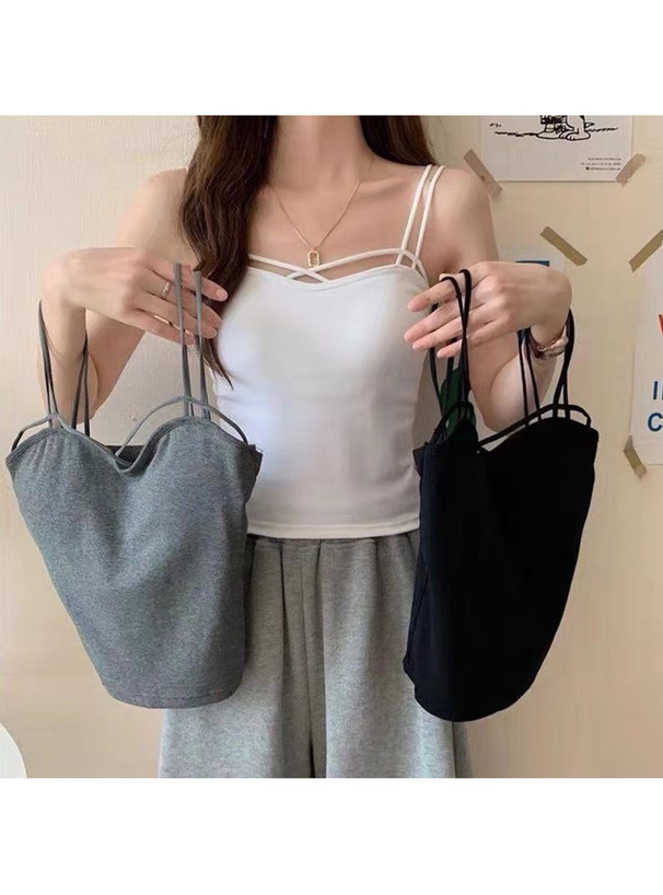 カップ付きダブルストラップクロスキャミソール