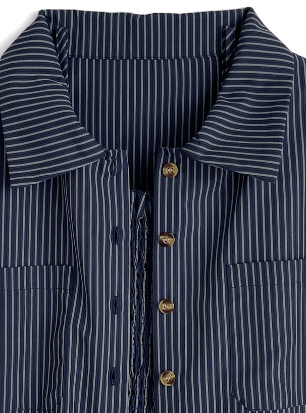 ストライプ柄シャツ×シャーリングキャミソールアンサンブル