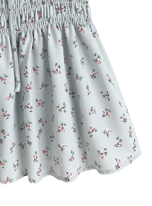 小花柄シャーリングリボンキャミソールトップス
