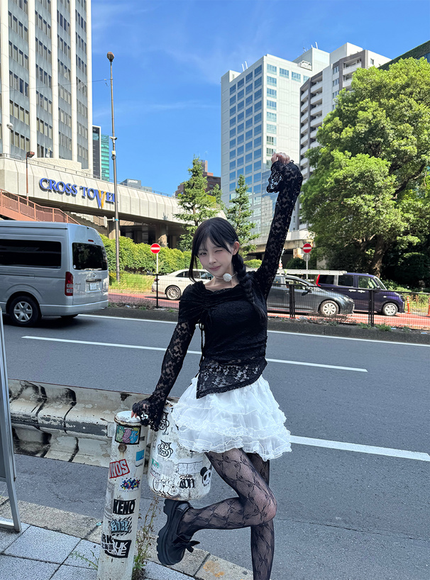 リボンレースタイツ